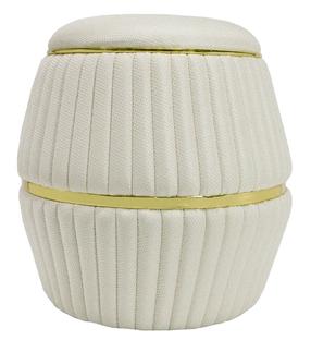 Pufas Kayoom Doric 245 W2DTN-IVY, aukso sp./balta sp., 51.5 cm x 51.5 cm x 53 cm