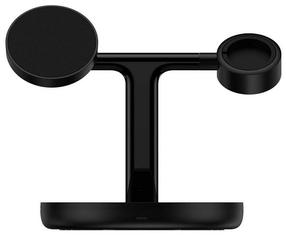 Bezvadu lādētājs Baseus 3 in 1, USB-C female/3 x Qi Wireless, melna krās., 15 W