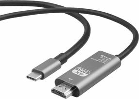 Vads RoGer TH001 USB Type-C Vīrietis, HDMI Vīrietis, 1.8 m, melna krās.