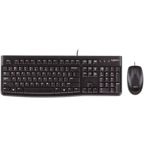 Laidinis klaviatūros ir pelės komplektas Logitech Desktop Desktop MK120, EN/RU, juoda sp.