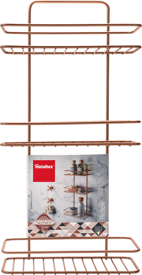 Dušas plaukts Metaltex Reflex Cooper, 26 cm x 53 cm x 13 cm, valriekstu krās.
