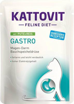 Šlapias kačių maistas Kattovit Feline Diet Gastro, kalakutiena/ryžiai, 0.085 kg