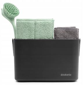 Tīrīšanas komplekts Brabantia SinkSide, 21.5 cm x 11.3 cm x 13.4 cm, plastmasa/tekstilmateriāls, zaļa krās./pelēka krās.