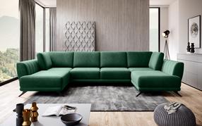 Kampinė sofa Larco Lukso 35, tamsiai žalia sp., 191 x 362 cm x 90 cm