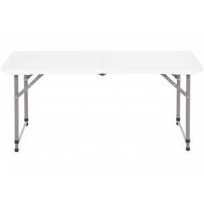 Stovyklavimo stalas Catering, balta sp., 122 cm x 61 cm x 53 - 75 cm