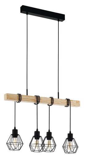 Šviestuvas kabinamas Eglo Townshend 5 43132, E27, 4 x 60 W, juoda sp. / ruda sp.