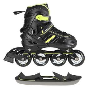 Kоньки - ролики Nils Extreme NH18191 2in1, черный цв./зеленый цв., 39 - 43
