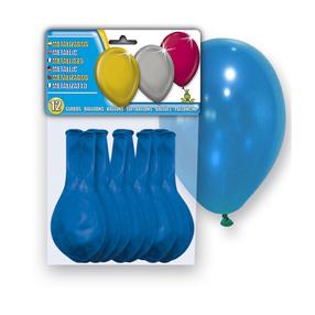 Balons ovāls Metallic, zila krās., 12 gab.