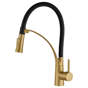 Кухонный смеситель Kuchinox Olor BKR_G78D, черный цв./brushed gold цв.