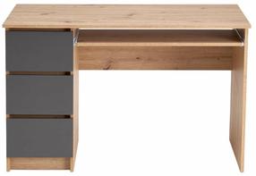 Rašomasis stalas su stalčiais Cino, 120 cm x 50 cm, 77 cm, grafito sp./artisan oak sp.