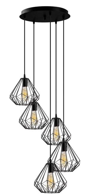 Šviestuvas kabinamas Opviq Diamond 704-5S2 521SHN3396, E27, 5 x 40 W, juoda sp. / juoda sp.
