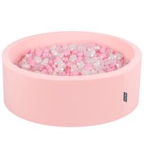 Baseinas su kamuoliukais KiddyMoon Round Ball Pit Round 300 Stars, 90 cm x 90 cm, 300 vnt, skaidri sp./balta sp.