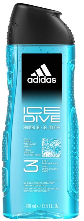 Kūno prausimosi želė vyrams Adidas Ice Dive, 400 ml