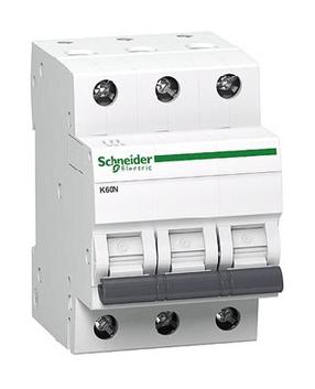 Автоматический переключатель Schneider Electric K60N, 3P, C, 6kA, 25 а