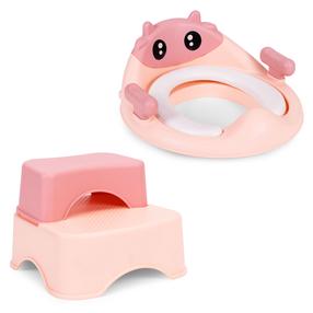 Apmācības tualetes sēdeklis, komplekts EcoToys, rozā krās.