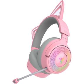 Bezvadu spēļu austiņas Razer Kraken Kitty V3 Pro, rozā krās.
