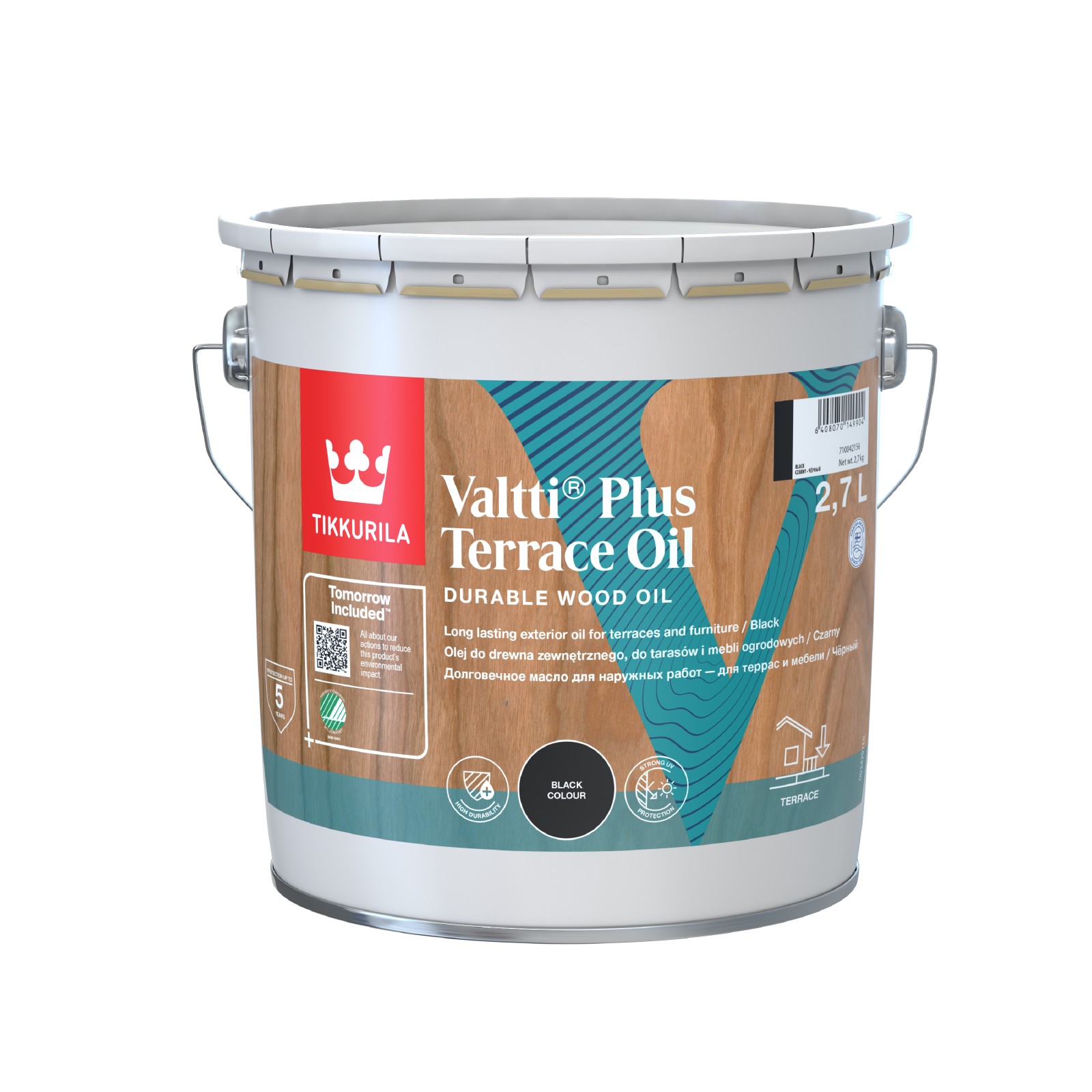 Puiduõli Tikkurila Valtti Terrace Oil Plus, viimistlustöödeks, must v., 2.7 l