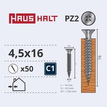 Medsraigtis, universalieji Haushalt PZ2 ZN, 4.5 x 16 mm, 50 vnt.
