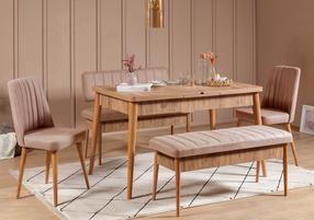 Valgomojo komplektas Kalune Design Vina, pušies sp./šviesiai rožinė sp.
