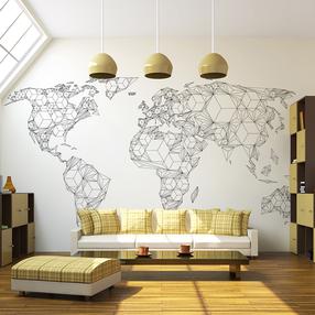 Fototapeet Artgeist Map Of The World - White Solids, 270 cm x 270 cm