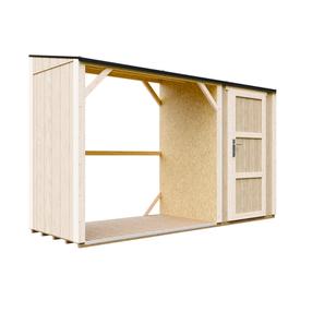 Деревянный сарай с кладовкой Timbela M985, 345 см x 120 см x 220 см, коричневый цв.
