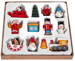 Eglutės žaisliukų rinkinys Homla Chrisa 236542, įvairių spalvų, 3.10 cm, medis, 12 vnt.