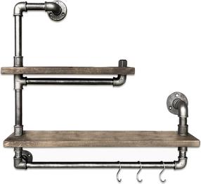 Sieninė lentyna Kalune Design Boru 19, juoda sp./riešuto sp., 58 cm x 14 cm x 60 cm