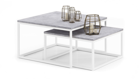 Kohvilaudade komplekt ADRK Kama 2In1, valge v./hall v., 65 - 75 cm, 2 tk