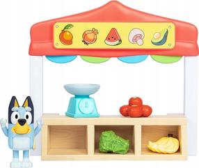 Фигурка-игрушка, c аксессуарами Tm Toys Bluey Farmers Market, синий цв./красный цв./зеленый цв.