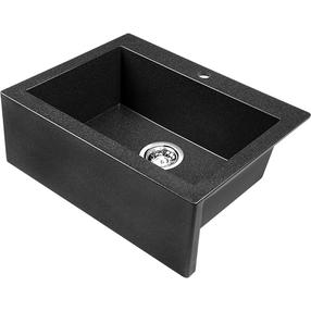 Virtuves izlietne Laveo Komodo SBK_710A, Black, granīts, 58 cm x 49 cm x 19 cm, melna krās.