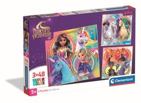 Dėlionė 3in1 Clementoni Unicorn Academy 25325, 20.5 cm x 21 cm, 144 vnt., įvairių spalvų