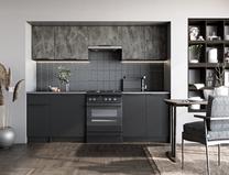 Virtuvės baldų komplektas Tamara 240, antracito sp./juoda sp./marmuro sp., 2.4 m
