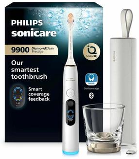 Elektrinis dantų šepetėlis Philips DiamondClean 9900 Prestige HX9813/91, balta sp./sidabro sp.