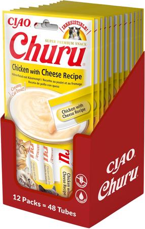 Лакомство для кошек Churu, курица/сыр, 12 упаковок (48 тюбиков)