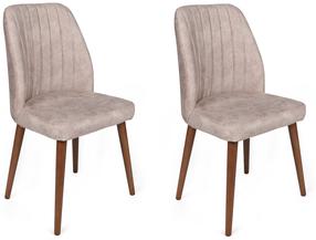 Kėdžių rinkinys Kalune Design Alfa 465 V2 974NMB1639, riešuto sp./smėlio sp., 49 cm x 50 cm x 90 cm, 2 vnt.