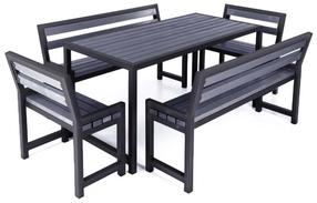 Lauko baldų komplektas DM Grill Comfort 4, juoda sp./pilka sp., 6 vietų