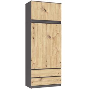 Шкаф Akord Furniture Factory S90, графитовый цв./artisan oak цв., 90 см x 51 см x 234 см