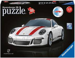 3D dėlionė Ravensburger Porsche 911R 12528, 25 cm x 10 cm, 108 vnt., balta sp./raudona sp.