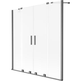 Dušo sienelė Mexen Velar Duo, 150 cm x 150 cm, skaidri sp./gun metal sp./matinis