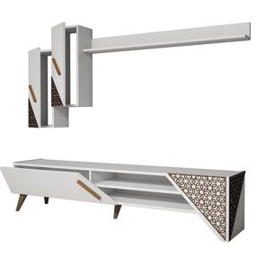 Svetainės baldų komplektas Kalune Design Beril, vidaus, balta sp.