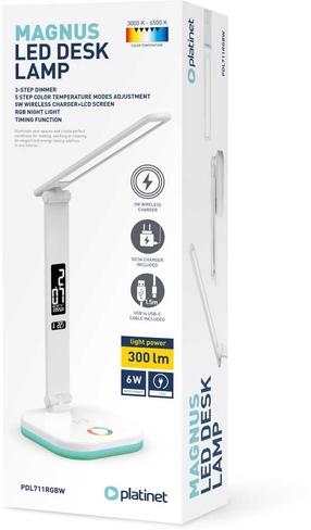 Galda stāvlampas Platinet PDL711RGB, LED, 5W, balta krās./balta krās.