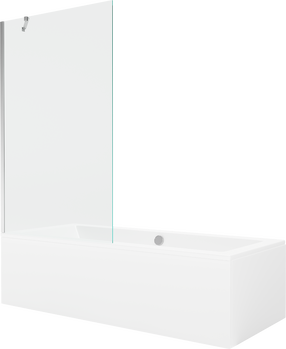 Vonia su sienele, laisvai pastatoma Mexen Cube, 170 cm x 80 cm x 39 cm, stačiakampis, skaidri sp./balta sp.