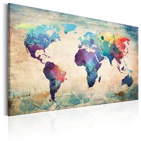 Kamštinė reprodukcija Artgeist Colorful World Map Pinnwand646, 90 cm x 60 cm