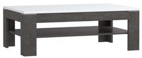 Kavos staliukas Forte Lennox New, balta sp./tamsiai pilka sp., 120 cm x 75 cm x 43 cm