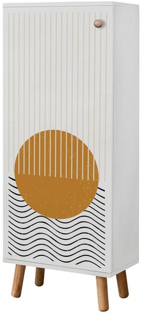Batų spintelė Kalune Design Vegas B 949, balta sp./juoda sp./geltona sp., 38 cm x 50 cm x 135 cm