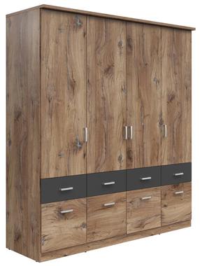 Шкаф Brando 4, графитовый цв./flagstaff oak dark цв., 58 см x 181 см x 199 см