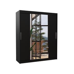 Шкаф ADRK Dallas 180, черный цв., 58 см x 180 см x 215 см, с зеркалом