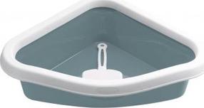 Кошачий туалет с рамкой Zolux Sprint Corner 06580, синий цв./белый цв., закрытый, 56 см x 40 см x 14 см