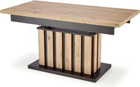 Kavos staliukas Baretti, ąžuolo sp./juoda sp., 130 - 170 cm x 65 cm x 65 - 82 cm