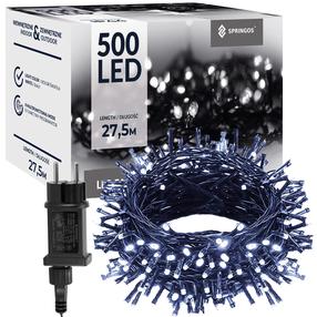 Lempučių girlianda Springos CL0543, 27.5 m, šaltai balta sp., 500 LED, Žalia sp.